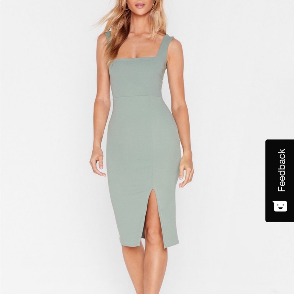Nastygal sage green midi dress